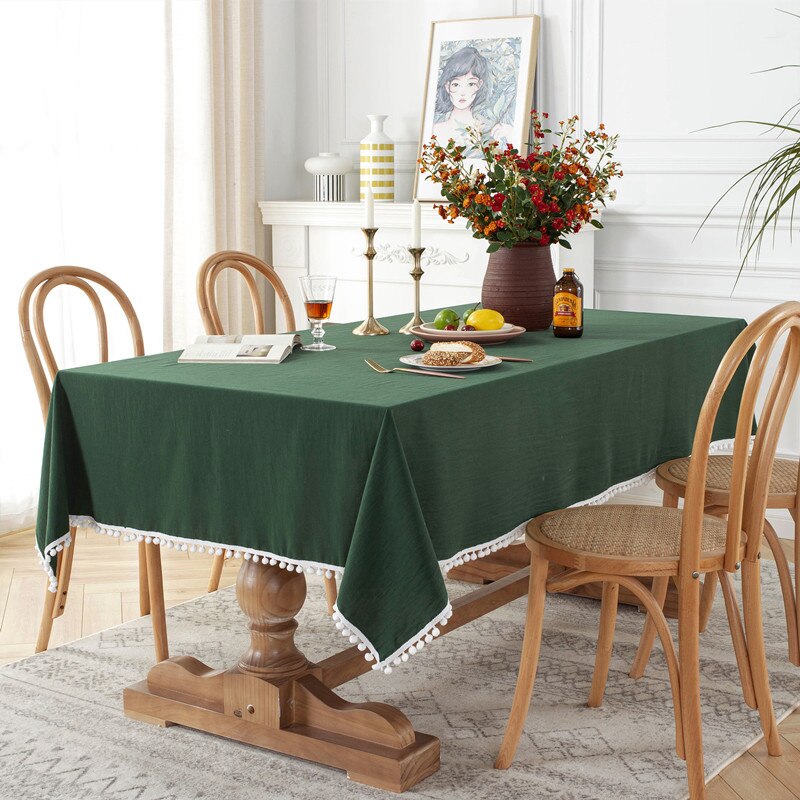 Tassels Stitching Cotton Fabric Table Cloth Washable Tablecloth for Christmas Party Dining Banquet Decoration Table Cover - Provence Home Living Store