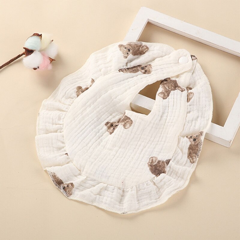 Cotton Gauze Baby Bib Newborn Feeding Bib Burp Cloths Floral Ruffle Boys Girls Nursing Saliva Towel Bandana Baby Accessories - Provence Home Living Store