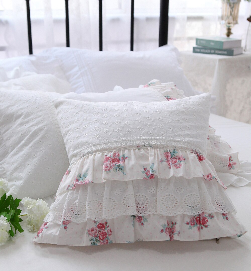 Top luxury palace European embroidery cushion cover cake Lace pillow cover handmade elegant bedding pillowcase sofa cushion - Provence Home Living Store