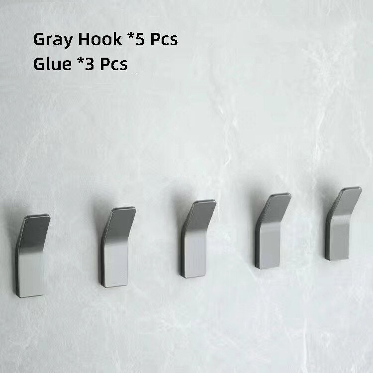 Punch-free Robe Hooks Black Bathroom Hook for Towels Aluminum Alloy Wall Mounted Decoration Coat Hooks Rack Clothes Hangers - Provence Home Living Store