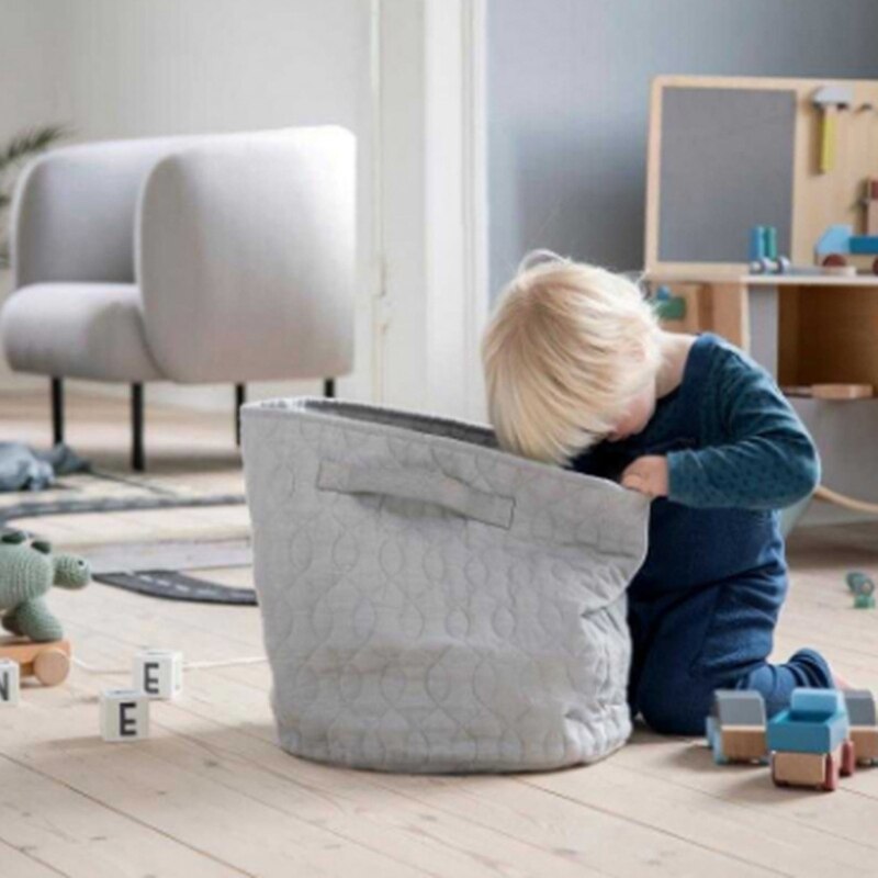 Foldable Cotton Linen Baby Diaper Storage Bag Kids Toys Storage Basket with Handle Home Laundry Dirty Clothes Bucket Organizer - Provence Home Living Store