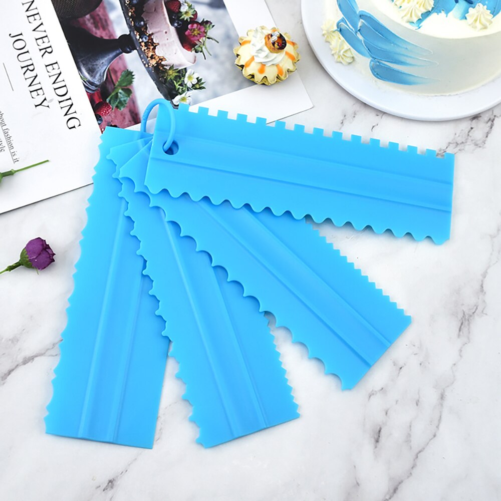 4pcs/set Cake Decorating Tools Cake Cream Scraper Pattern Icing Comb DIY Plastic Cream Scraper Set Baking Tools Accessories - Provence Home Living Store