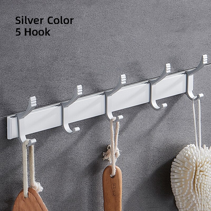 Movable Robe Hook Wall Towel Rack Bathroom Aluminum Coat Clothes Hanger Black Shower Holder Living Room Kitchen Accessories - Provence Home Living Store