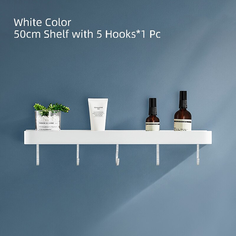 White Bathroom Shelf Shampoo Holder Kitchen Storage Rack Bathroom Hardware Space Aluminum Shower Room Accessory - Provence Home Living Store