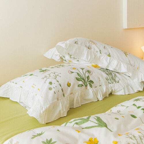 2pcs Princess ruffle pilowcase floral printed pillow cases princess home decoration bedding accessories pillow sham pillow cover - Provence Home Living Store