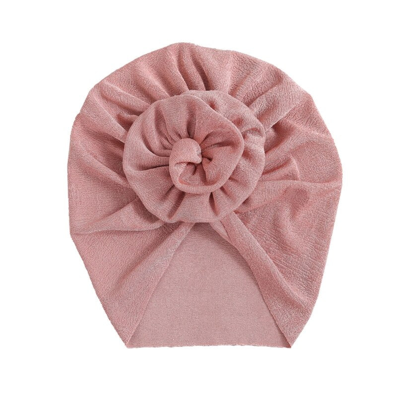 Baby Girls Turban Hat Cute Flower Knot Hospital Hat Ice Silk Newborn Beanie Caps Kids Toddler Elastic Headbands Hair Accessories - Provence Home Living Store