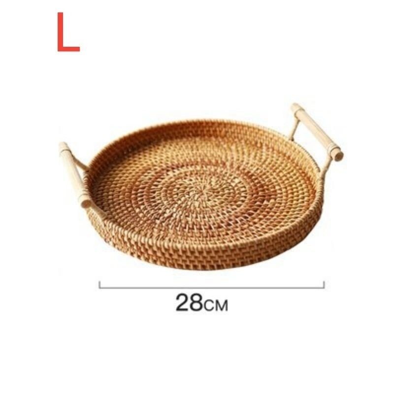 Food Storage Platters Plate Rattan Handwoven Round High Wall Severing Tray Bread Fruit Food Storage Platters Plate - Provence Home Living Store