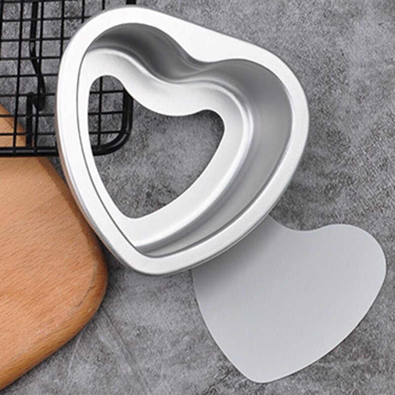 4/6/8/10 Inch Heart Shaped Cake Pan Removable Bottom Aluminum Alloy Chocolate Cake Pan Silver Tin Baking Mold Kitchen Bakeware - Provence Home Living Store