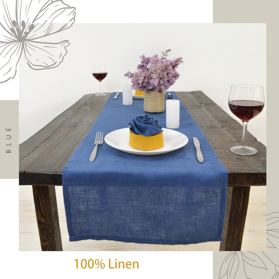 Elegant Solid Colour 100% Pure Linen Table Runner Event Party Supplies Fabric Decor Placemat for Holiday Wedding Christmas Doily - Provence Home Living Store