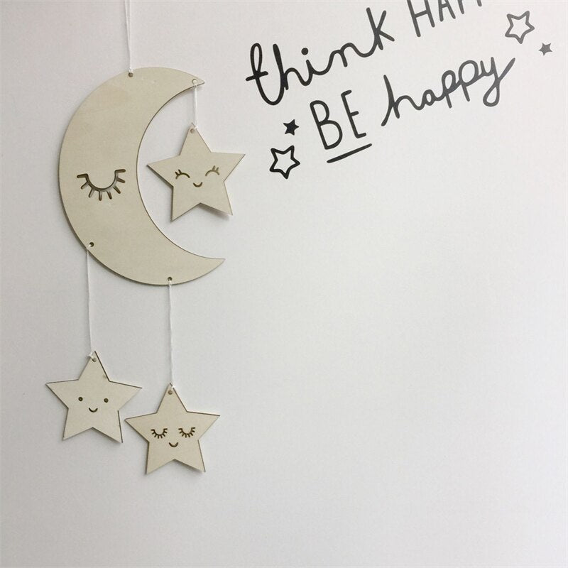 Nordic Wooden Star Cloud Moon Wall Hanging Baby Kids Room Decoration Ornament Pendant Wall Decor Photography Tassel Pendant - Provence Home Living Store