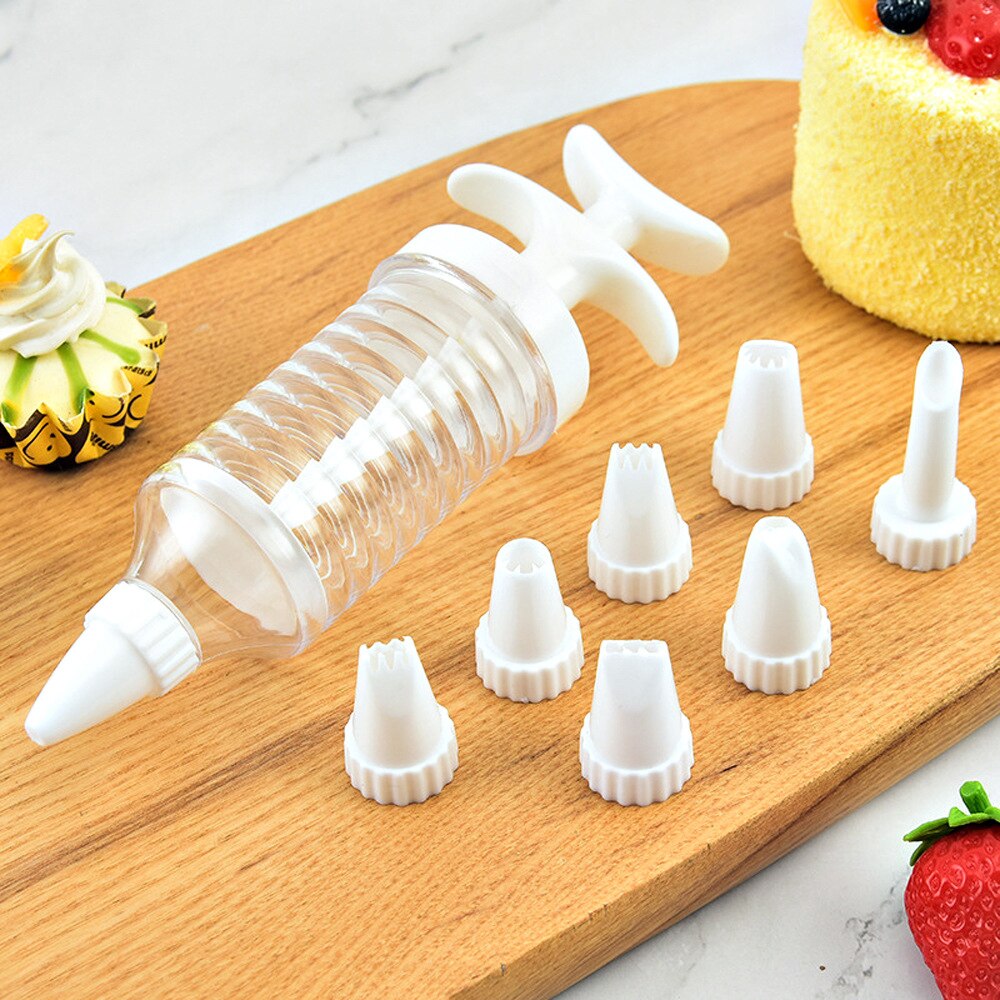 8pcs/set Pipe Nozzles with Syringe Plastic Cream Baking Nozzle Dispenser Lcing Pastry Cream Pastry Tube DIY Cake Decoration Tool - Provence Home Living Store