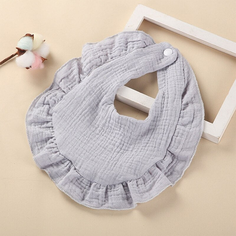 Cotton Gauze Baby Bib Newborn Feeding Bib Burp Cloths Floral Ruffle Boys Girls Nursing Saliva Towel Bandana Baby Accessories - Provence Home Living Store