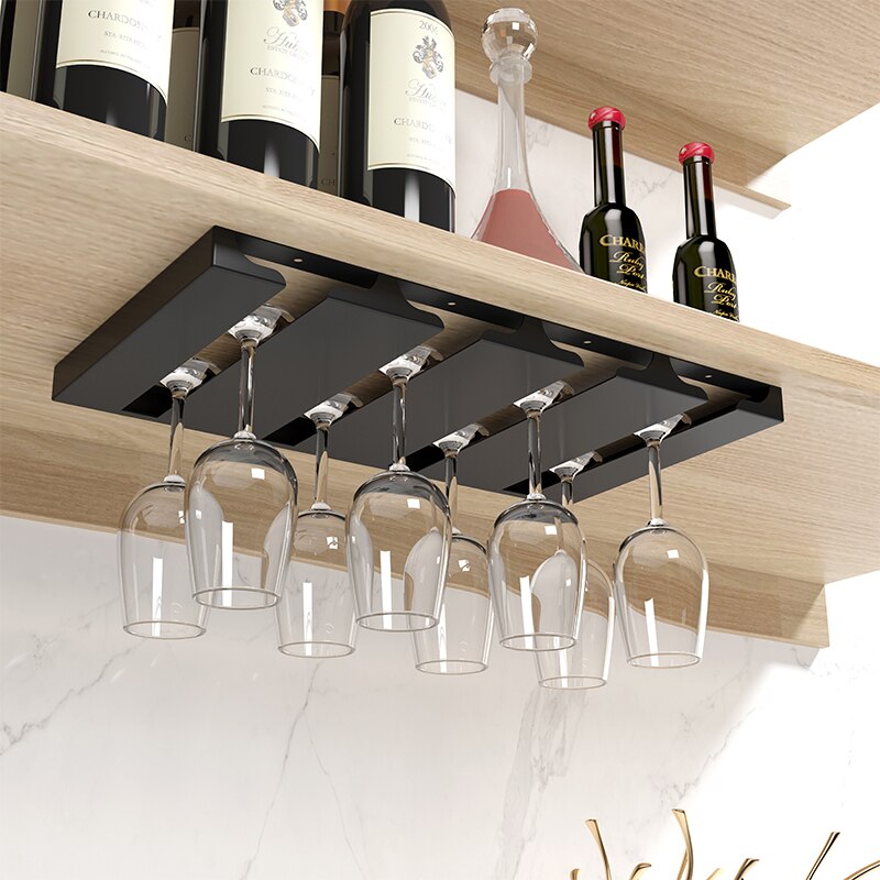 Stainless Steel Wine Glass Holder Hanging Plug-in Drinking Goblet Cup Holder With 5 Slots Creative Hanging Cup Kitchen Holders - Provence Home Living Store