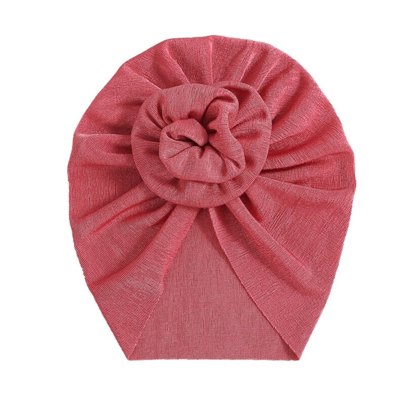 Baby Girls Turban Hat Cute Flower Knot Hospital Hat Ice Silk Newborn Beanie Caps Kids Toddler Elastic Headbands Hair Accessories - Provence Home Living Store