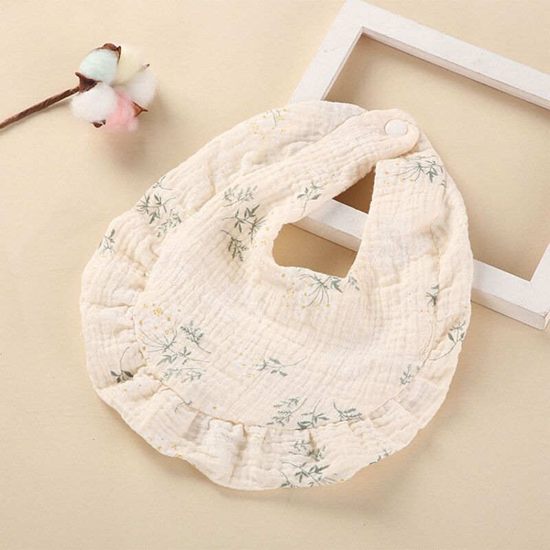 Cotton Gauze Baby Bib Newborn Feeding Bib Burp Cloths Floral Ruffle Boys Girls Nursing Saliva Towel Bandana Baby Accessories - Provence Home Living Store