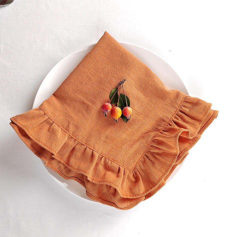 4PCS Flounced Cloth Napkins Cotton Ruffles Soft for Wedding Decoration Table Decor Party Christmas Fishtail Tea Towel Christmas - Provence Home Living Store