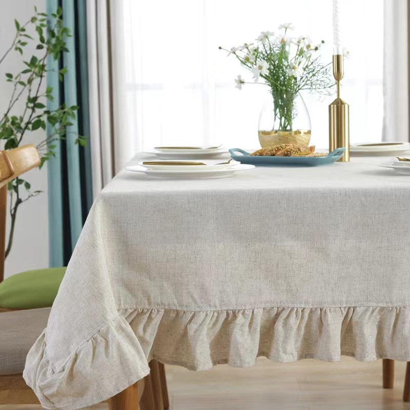 Cotton Fabric Table Cloth Washable White Tablecloth for Wedding Party Dining Banquet Decoration Luxurious Table Cover Picnic Mat - Provence Home Living Store