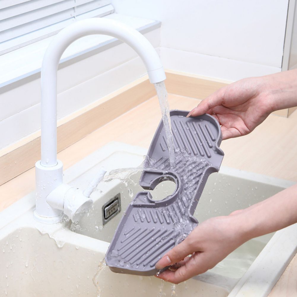 Kitchen Silicone Faucet Mat Sink Splash Pad Bathroom Countertop Protector Shampoo Soap Dispenser Drain Pad Quick Dry Tray - Provence Home Living Store