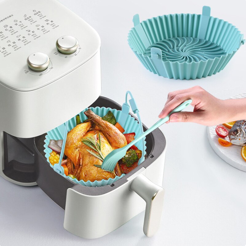 Reusable Ins Style Air Fryers Oven Baking Tray Fried Pizza Chicken Basket Mat Airfryer Silicone Pot Round Square Pan Accessories - Provence Home Living Store