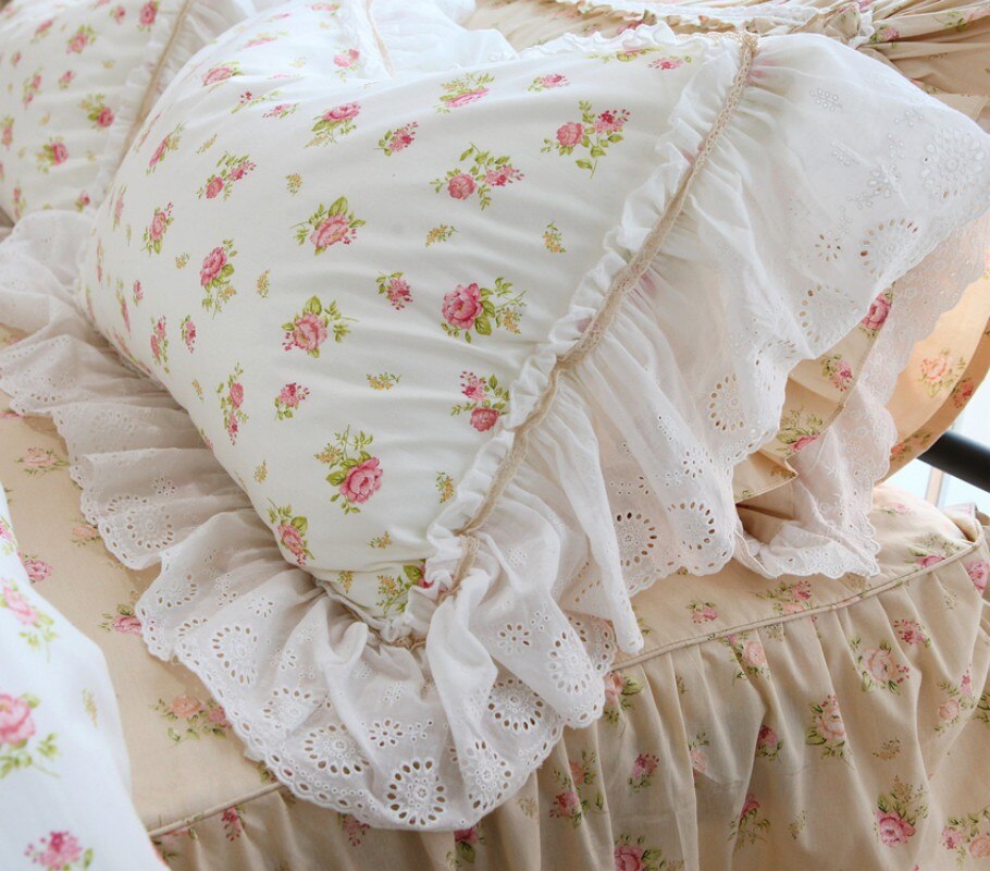 NEW 1 piece Princess pillow case Ruffle Lace pillowcase Cotton Wedding fall decorations Bedding Pillowcases pillow cover sale - Provence Home Living Store