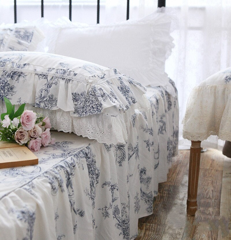 3Pcs Bed Sheet Cotton Lace Skirt bed sheets and pillowcases Double Bedspread Mattress Cover Home Pillowcase Bedding Bedsheet - Provence Home Living Store