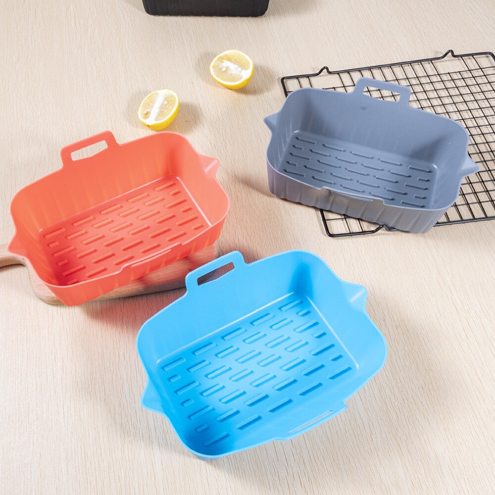 Air Fryer Oven Baking Tray Fried Chicken Basket Mat AirFryer Silicone Pot Rectangle Replacemen Grill Pan Kitchen Accessories - Provence Home Living Store