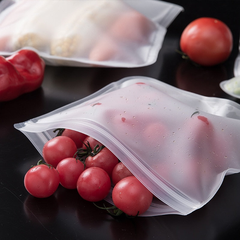 Food Storage Bag Reusable Freezer Bags Silicone Ziplock Bags Leakproof Containers Fresh Bag Kitchen Storage Organizer - Provence Home Living Store