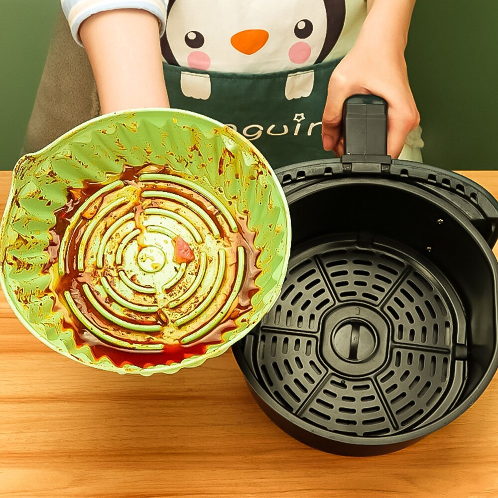 Air Fryer Silicone Pot Round Reusable Air Fryers Oven Baking Tray Fried Chicken Basket Mat Replacemen Grill Pan Kitchen Tools - Provence Home Living Store