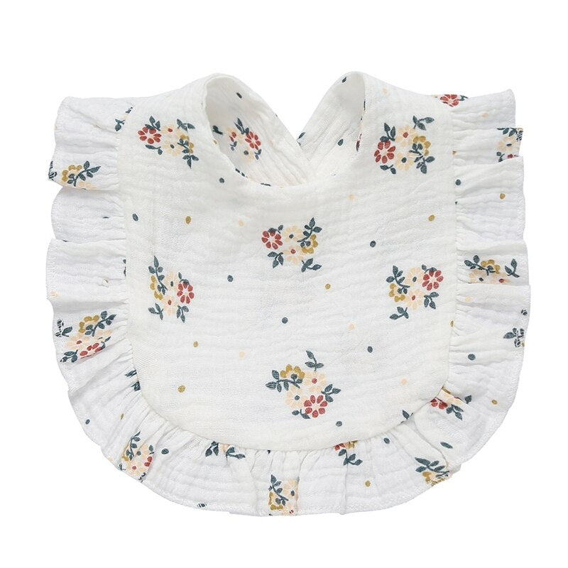 Cotton Gauze Baby Bib Newborn Feeding Bib Burp Cloths Floral Ruffle Boys Girls Nursing Saliva Towel Bandana Baby Accessories - Provence Home Living Store