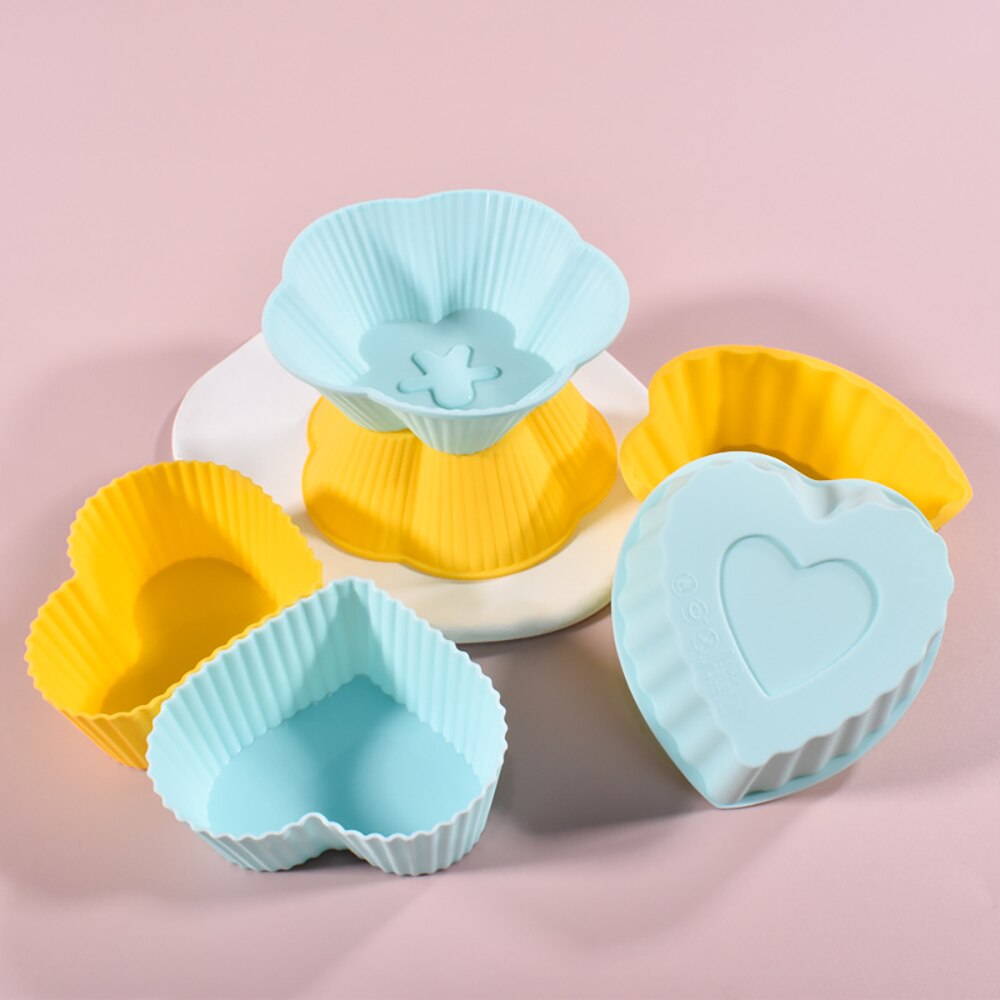 10pcs Muffin Cake Mold Heart Star Butterfly Shape Cupcake Cup Heat Resistant Nonstick Silicone Soap mould Reusable Baking Tools - Provence Home Living Store