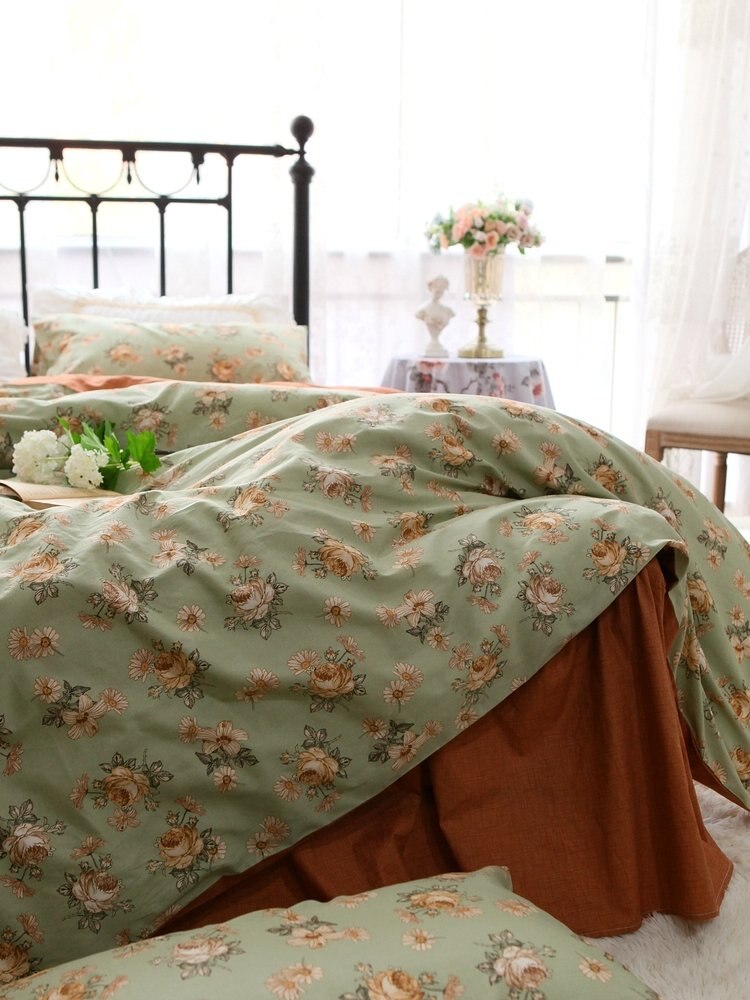 Luxury French design bedding set Floral Retro American Countryside Ruffle Lace King size bedding sets Cotton Bed duvet cover Set - Provence Home Living Store