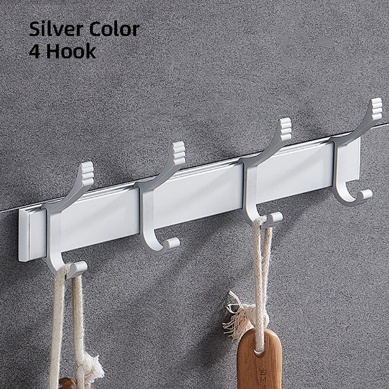 Movable Robe Hook Wall Towel Rack Bathroom Aluminum Coat Clothes Hanger Black Shower Holder Living Room Kitchen Accessories - Provence Home Living Store