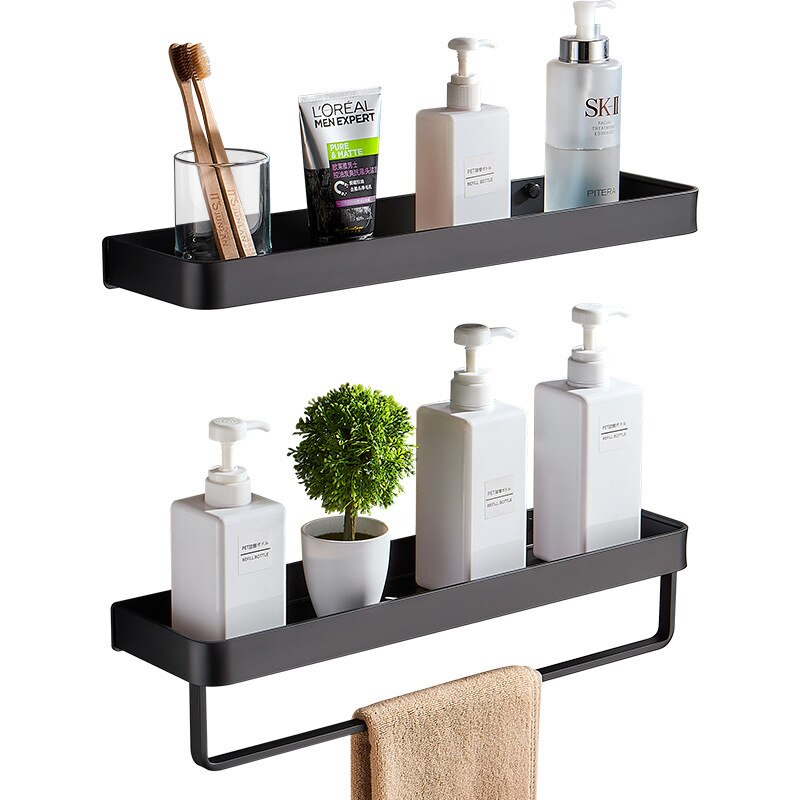 Bathroom Shelf Shower Storage Rack Black Corner Shelves Wall Mounted Aluminum Toilet Shampoo Holder Bathroom Accessories - Provence Home Living Store