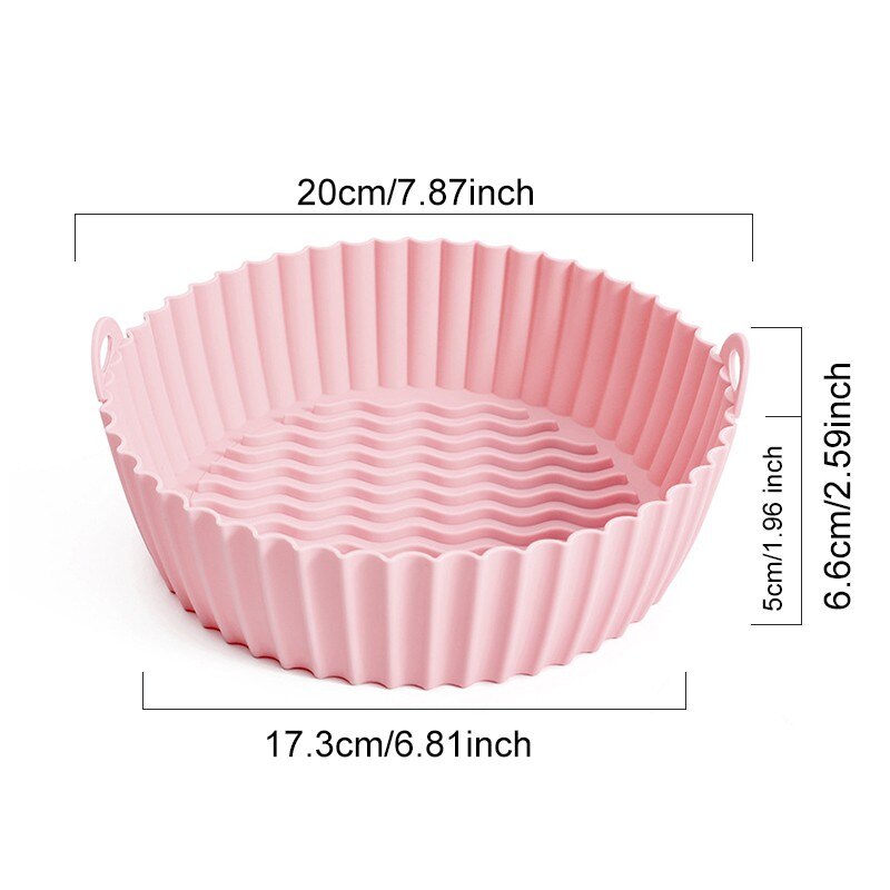 7.5/8.5 inch Air Fryers Oven Baking Tray Fried Chicken Basket Mat AirFryer Silicone Pot Round Replacemen Grill Pan Accessories - Provence Home Living Store