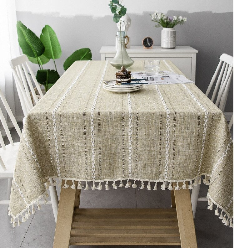 Hollow-Carved Jacquard Weave Tablecloth,Rectangle Dust-Proof Table Cover,for Kitchen Dinner Home Party Tabletop Decoration - Provence Home Living Store