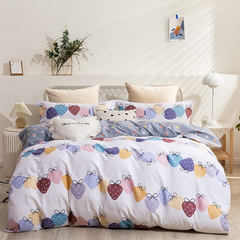 Bed 4-piece set of twill bed linen set duvet cover bed linen cover large double 1 .8m bed linen set - Provence Home Living Store