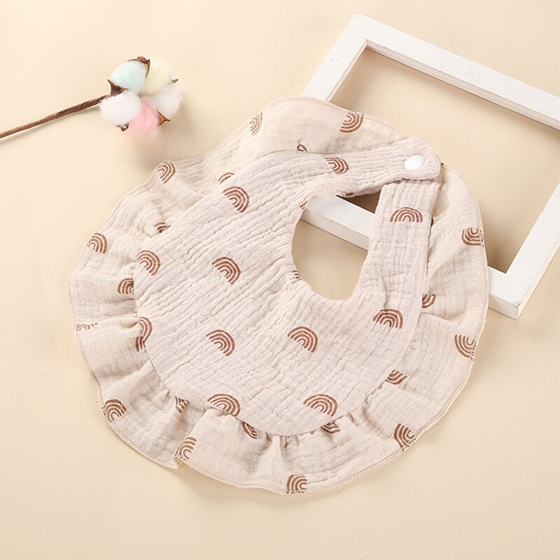 Cotton Gauze Baby Bib Newborn Feeding Bib Burp Cloths Floral Ruffle Boys Girls Nursing Saliva Towel Bandana Baby Accessories - Provence Home Living Store