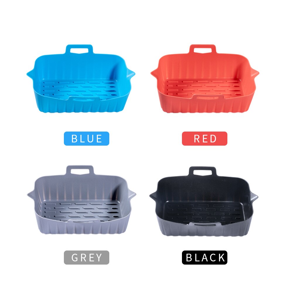 Air Fryer Oven Baking Tray Fried Chicken Basket Mat AirFryer Silicone Pot Rectangle Replacemen Grill Pan Kitchen Accessories - Provence Home Living Store