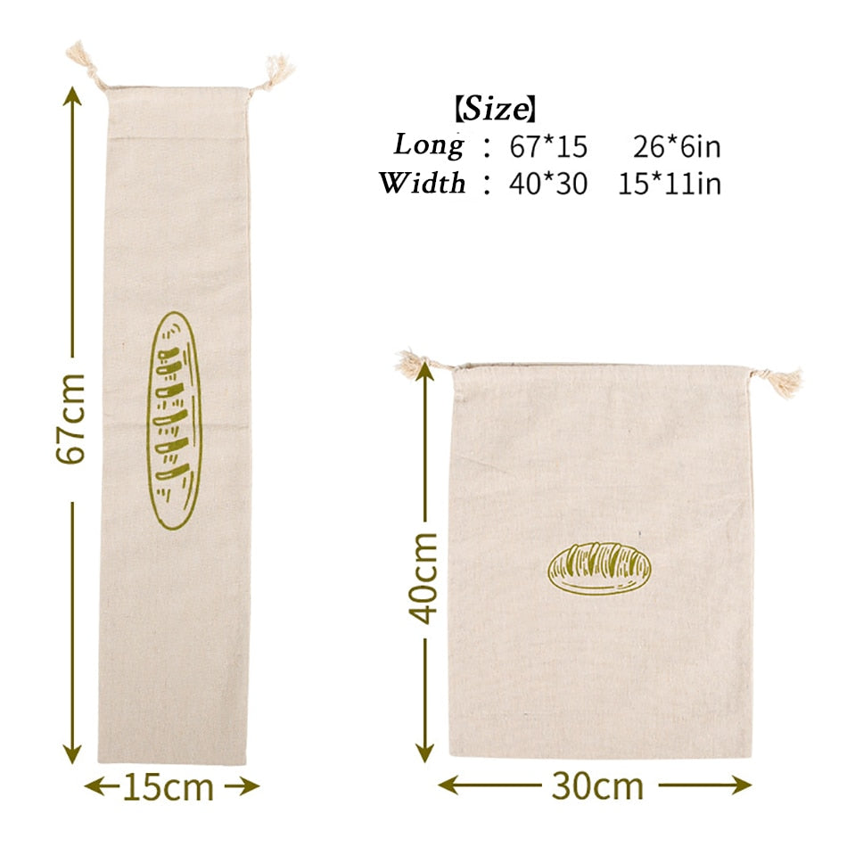 Linen Bread Bags Storing Homemade and Normal Bread Baguette, Reusable and Washable Linen Bags for Storage Food All Kind of Bread - Provence Home Living Store