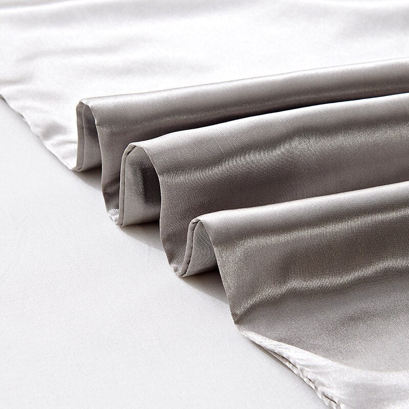 2PCS Summer Satin Envelope Pillowcases Plain Colour Soft Pillow Sham Standard Queen King Size Multicolor Pillow Cover - Provence Home Living Store