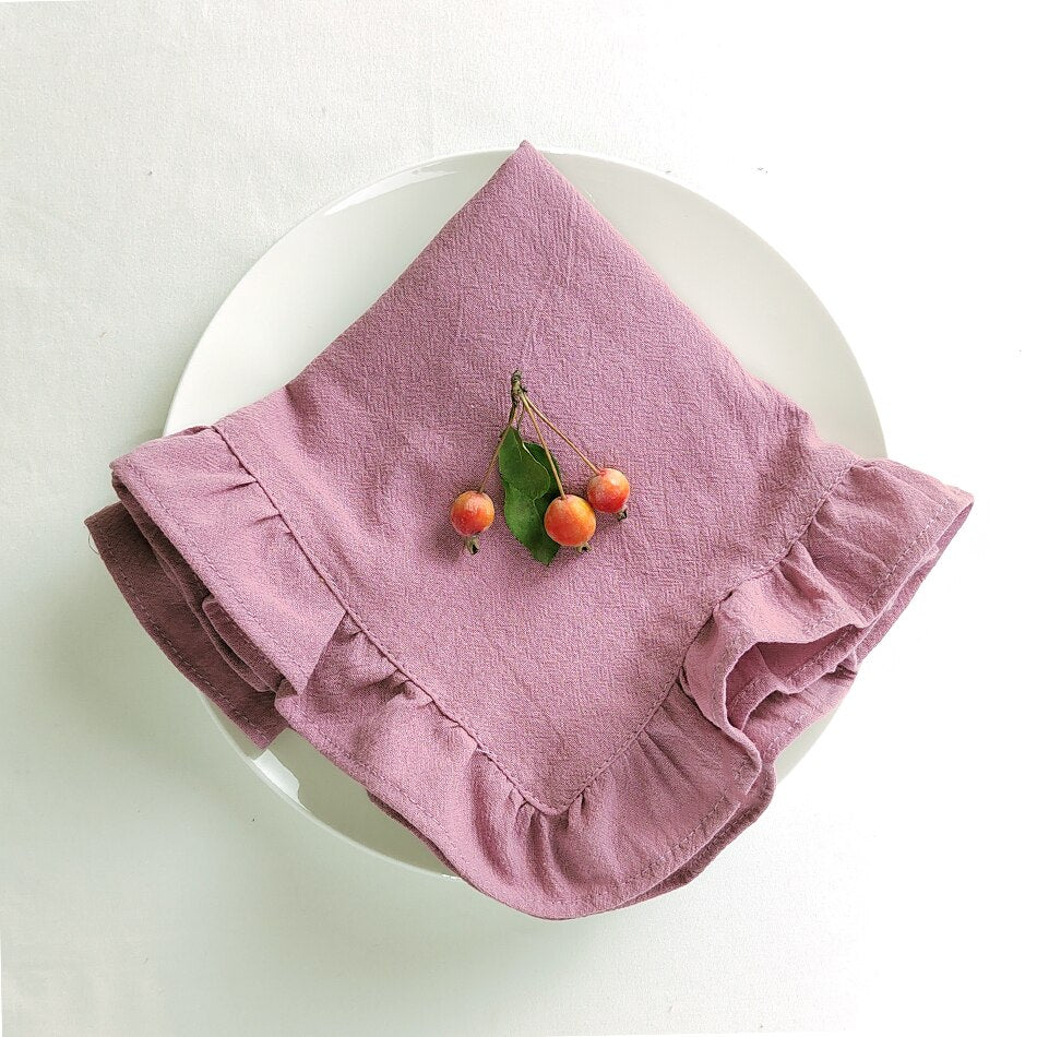 4PCS Flounced Cloth Napkins Cotton Ruffles Soft for Wedding Decoration Table Decor Party Christmas Fishtail Tea Towel Christmas - Provence Home Living Store