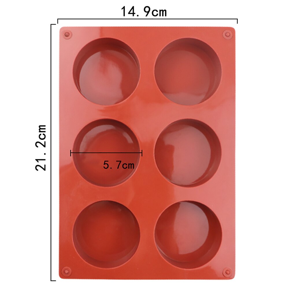 6 Cavity Round Silicone Mold Cake Pastry Baking Jelly Pudding Soap Form Ice Decoration Tool Disc Bread Biscuit Mould Baking Tool - Provence Home Living Store