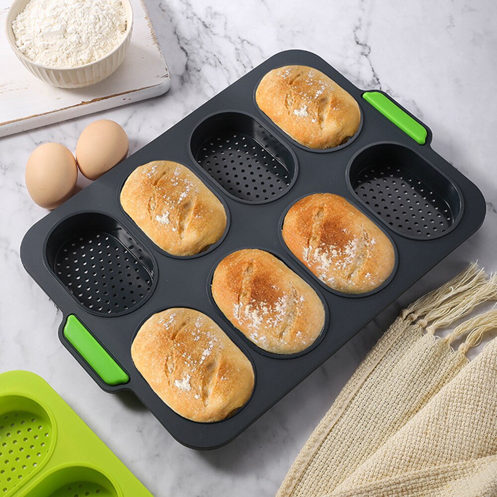 8 Hole Non-Stick Silicone Cake Mold French Bread Mould Heat Resistant Burger Muffin Pan Tray Cupcake Kitchen DIY Cake Tools - Provence Home Living Store