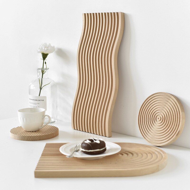 Nordic Beech Wood Bread Board Water Ripples Wooden Chopping Block Plates Kitchen Cutting Board Dessert Tray Coasters Photo Props - Provence Home Living Store