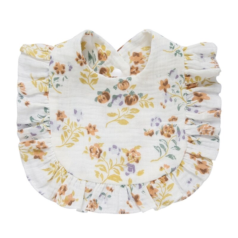 Cotton Gauze Baby Bib Newborn Feeding Bib Burp Cloths Floral Ruffle Boys Girls Nursing Saliva Towel Bandana Baby Accessories - Provence Home Living Store