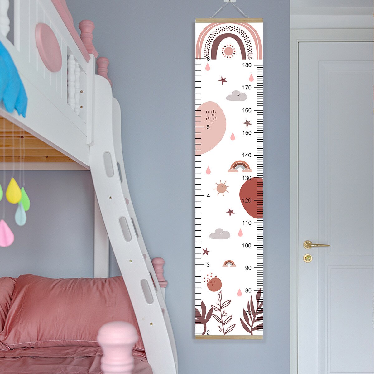 Cartoon Rainbow Cloud Star Height Ruler Baby Growth Chart Record Measure Decals Kids Room Wall Hanging Murals Nursery Home Decor - Provence Home Living Store