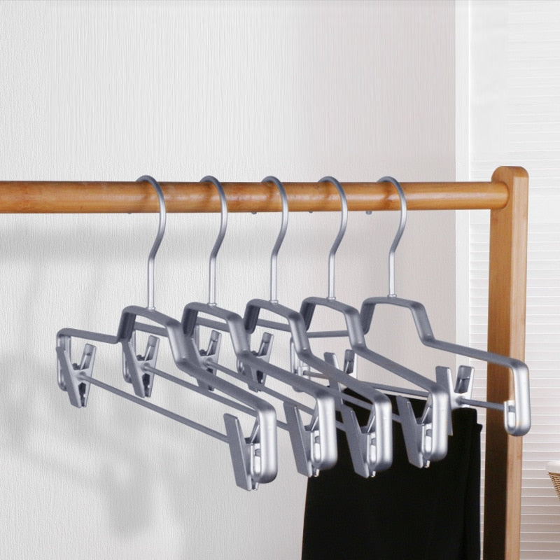 5pcs Clothes Hanger High Quality Aluminum Alloy Trousers Hangers with Clips Multifunctional Wardrobe Organizer Storage Racks - Provence Home Living Store