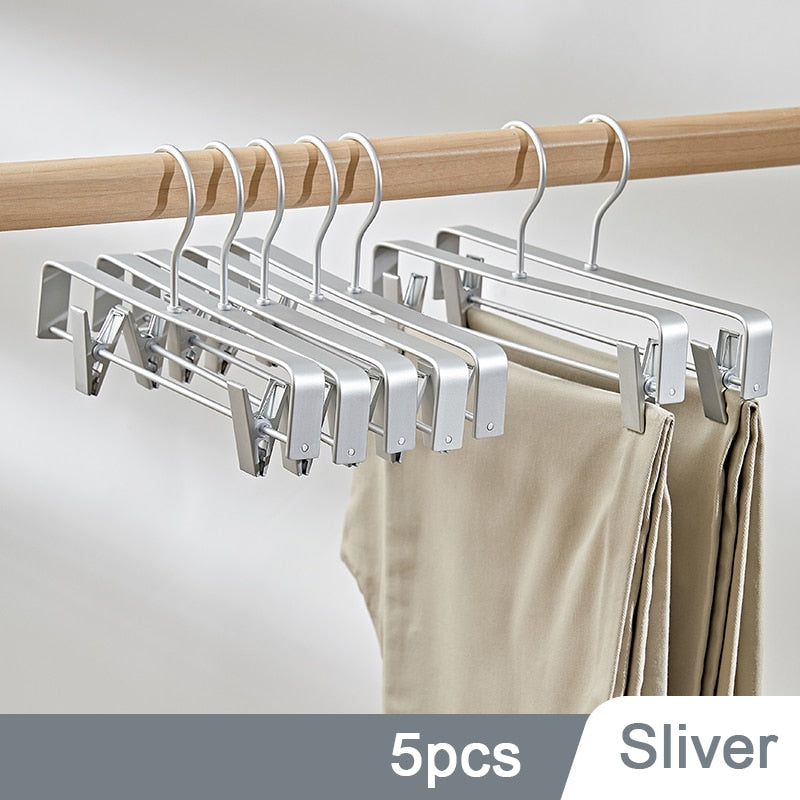 5pcs Trouser Hanger Pants Socks Women Skirt Display Storage Rack Household Drying Hanger with Movable Anti-slip Clothespin - Provence Home Living Store