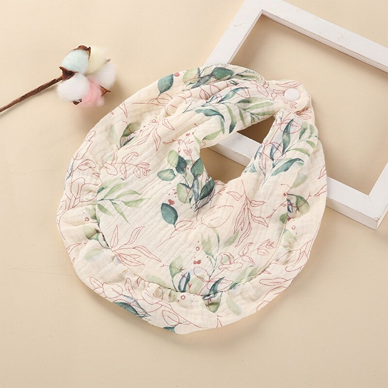 Cotton Gauze Baby Bib Newborn Feeding Bib Burp Cloths Floral Ruffle Boys Girls Nursing Saliva Towel Bandana Baby Accessories - Provence Home Living Store