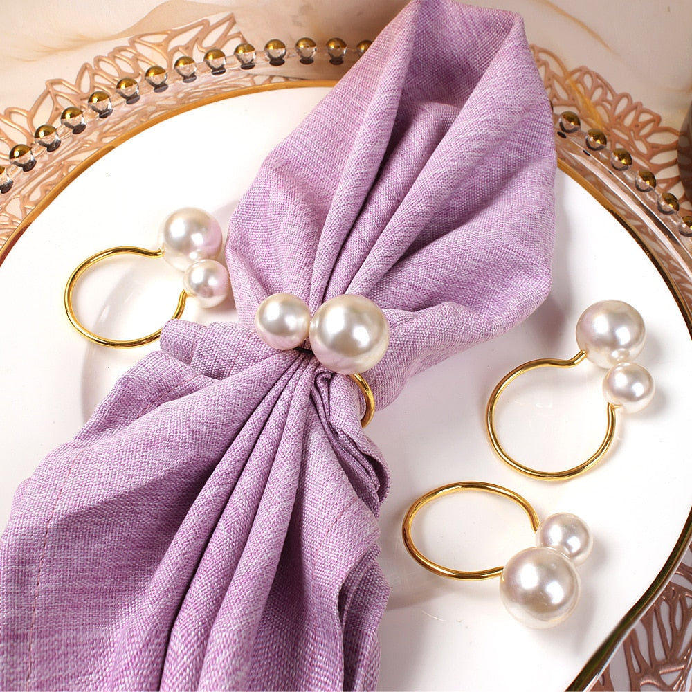 6PCS Pearl Elegant Napkin Ring,Weddings Event Decoration Graceful Napkin Holder,Pretty Napkin Buckles Home Table Party Supplies - Provence Home Living Store